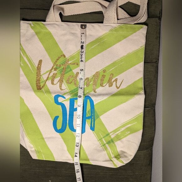 Mud Pie Vitamin Sea Tote Canvas Beach Bag - Picture 5 of 10